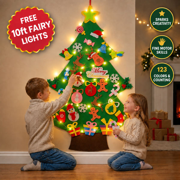 Snowmerry felt Christmas tree for kids with detachable stick-on felt ornaments